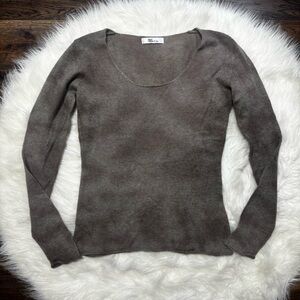 My Tribe 100% Cashmere Scoop Neck Edgey Bohemian Long Sleeve